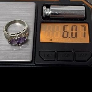Amethyst Trillion Checker Board Faceted Amethyst ring 6.0 Grams EUC 925